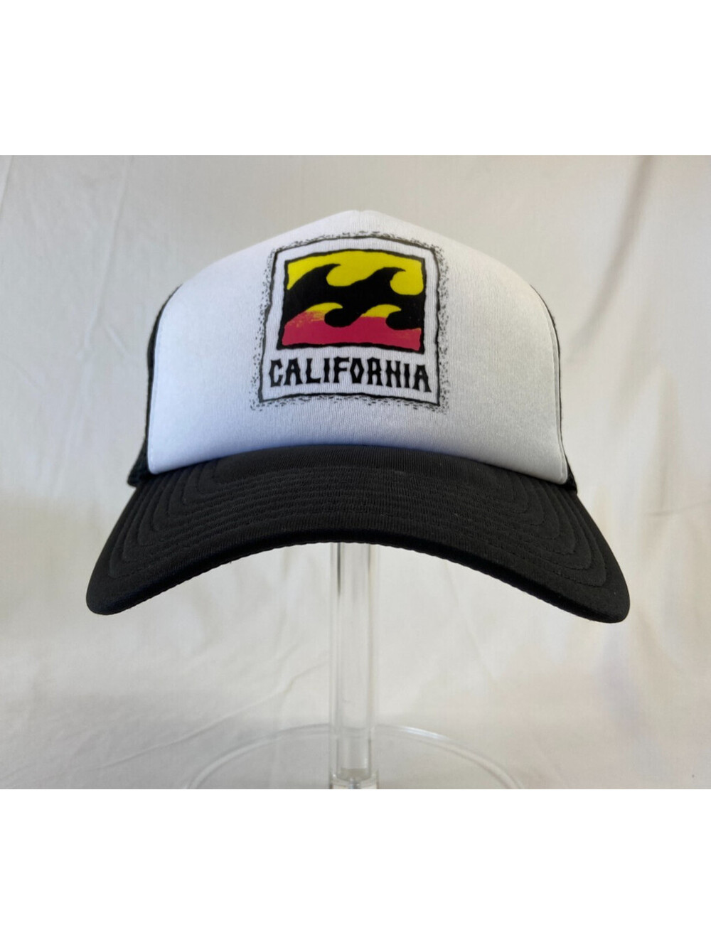 Billabong California Baseball Cap Snapback White Trucker Hat Mesh Back Waves OS
